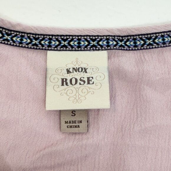 KNOX ROSE Dusty Pink Embroidered Knee Length Cottagecore Rayon Dress Small - Picture 9 of 10
